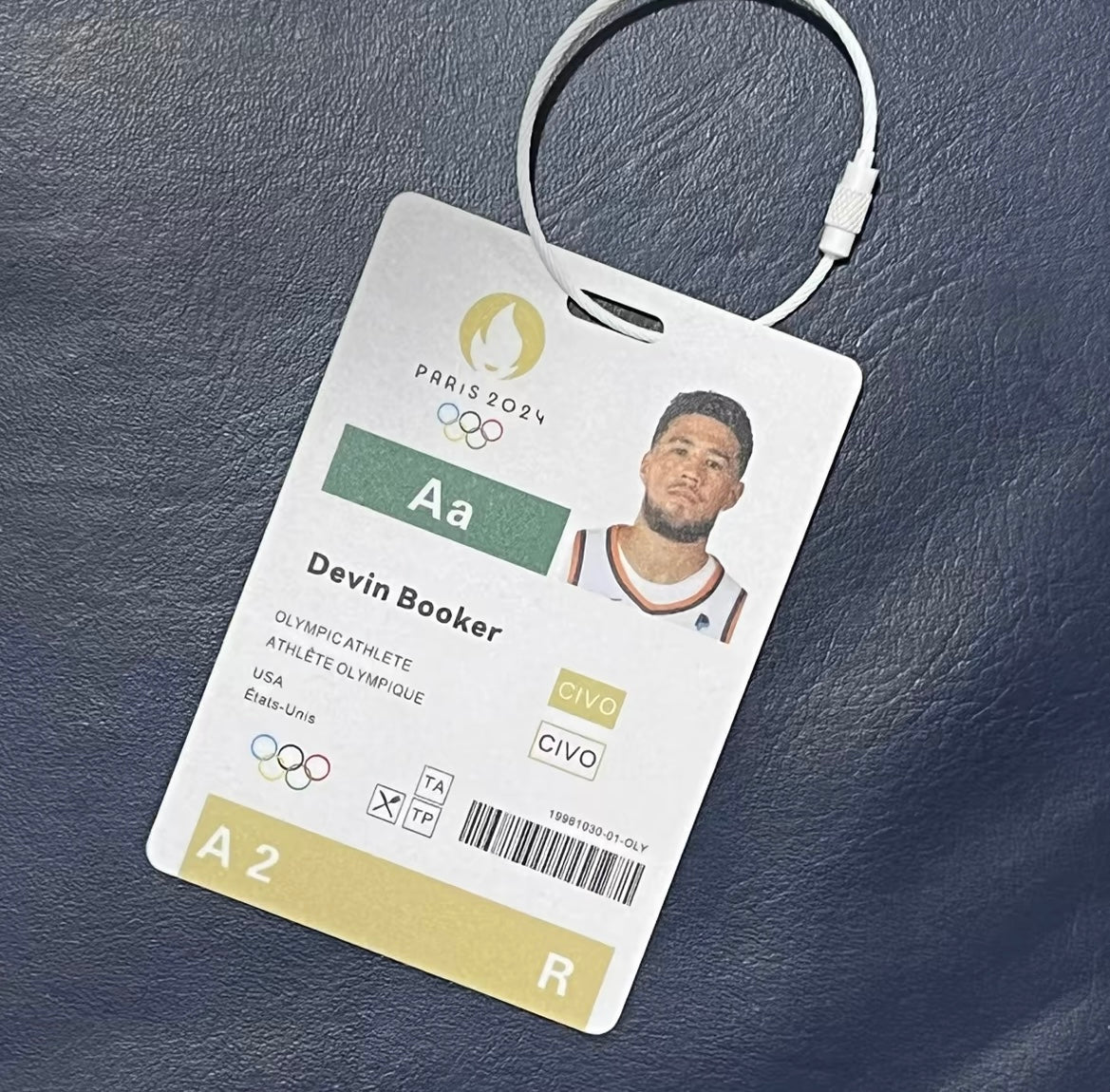 American Dream Team Paris Basketball Player ID/Backpack Pendant