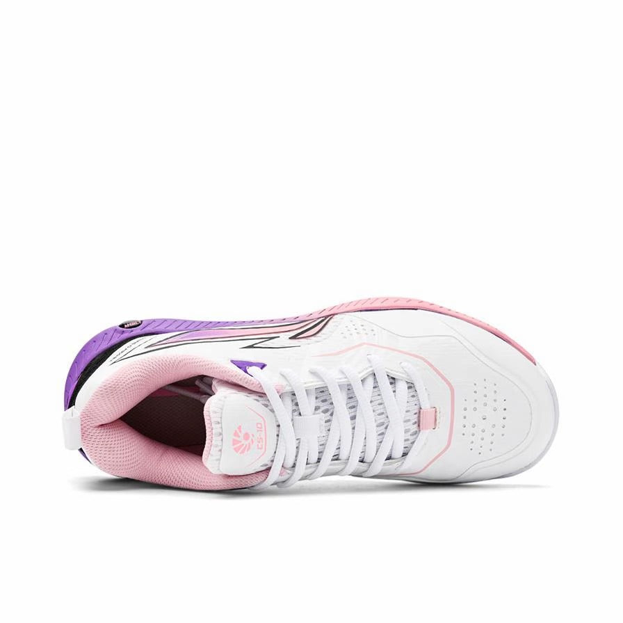Li-Ning Pu Non-Slip Breathable Low-Top Badminton Shoes - White/Pink/Purple
