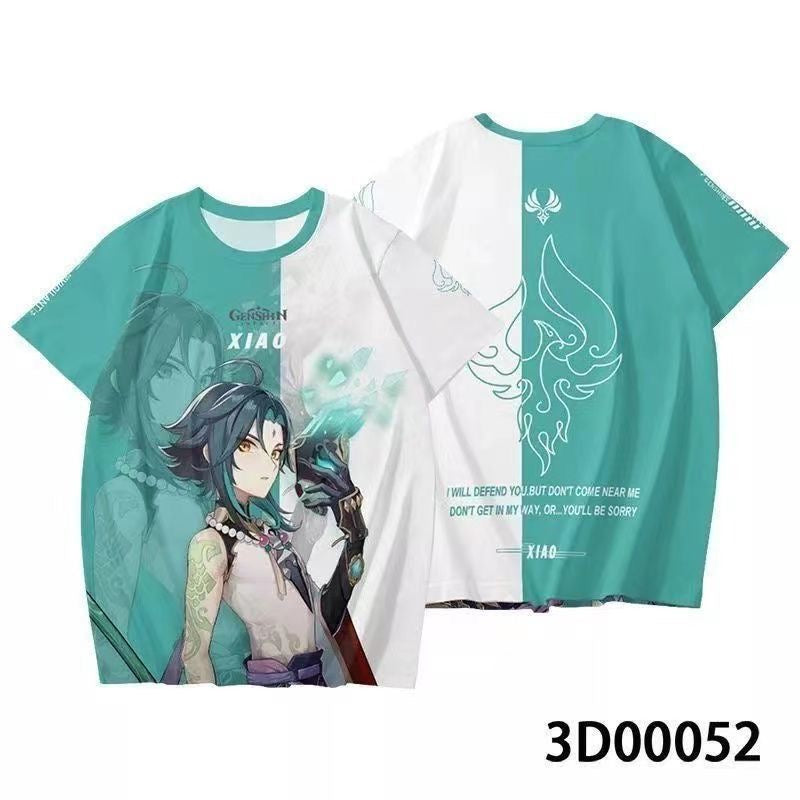 Genshin Impact 3D Print Anime T‑Shirt Nahida Zhongli Hu Tao Klee Raiden Shogun Ayaka