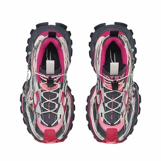 （Women）ANTA SNEAKERVERSE StrataVerse Rock Layer Low Dad Shoes - Castle Grey/Caviar White/Fluorescent Pink