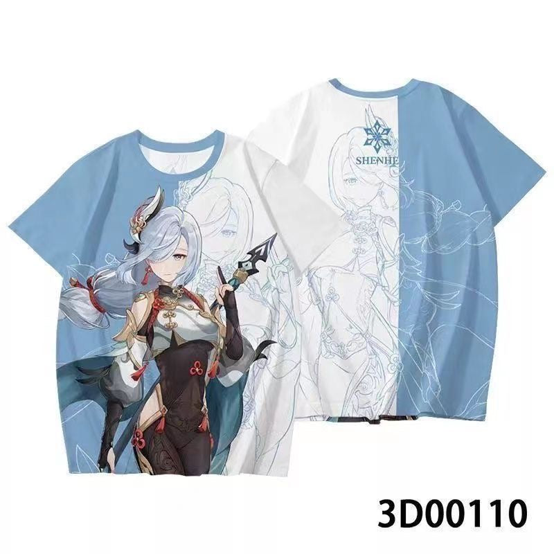 Genshin Impact 3D Print Anime T‑Shirt Nahida Zhongli Hu Tao Klee Raiden Shogun Ayaka