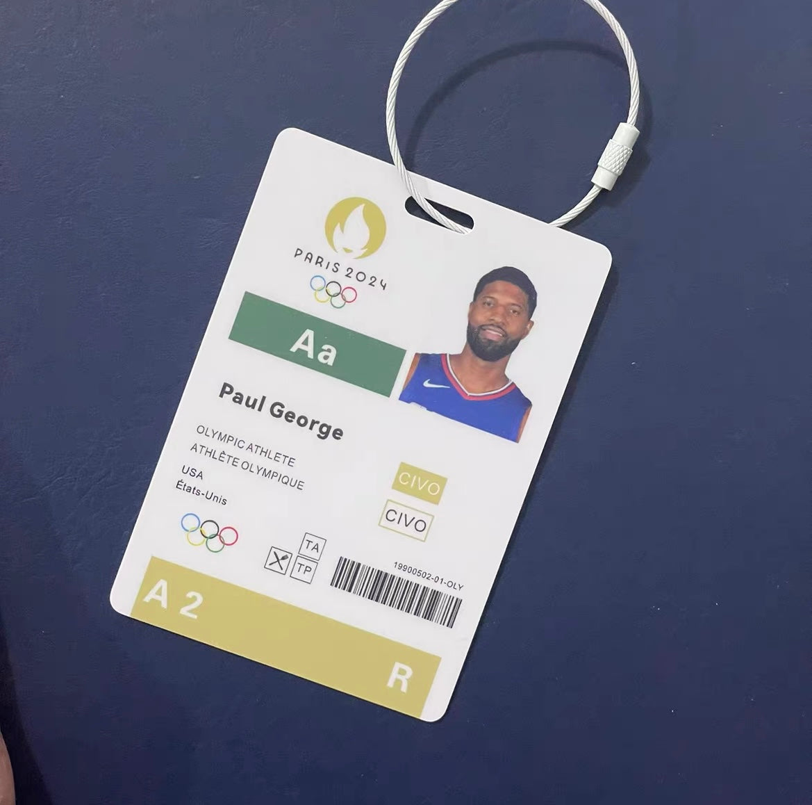 American Dream Team Paris Basketball Player ID/Backpack Pendant