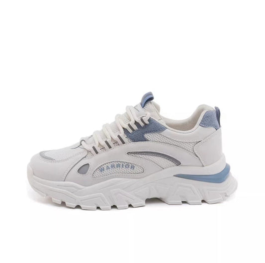 Warrior Thick Sole Height Increasing Dad Shoes - White/Blue