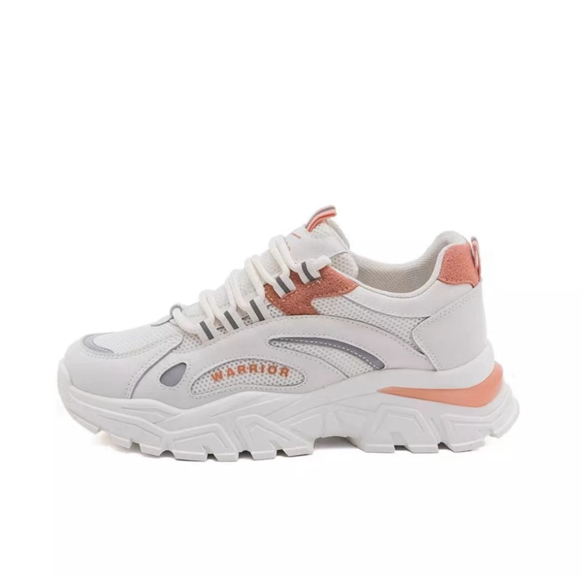 Warrior Thick Sole Height Increasing Dad Shoes - White/Orange