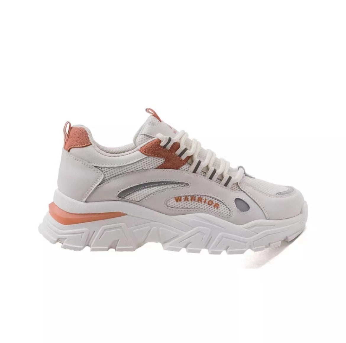 Warrior Thick Sole Height Increasing Dad Shoes - White/Orange