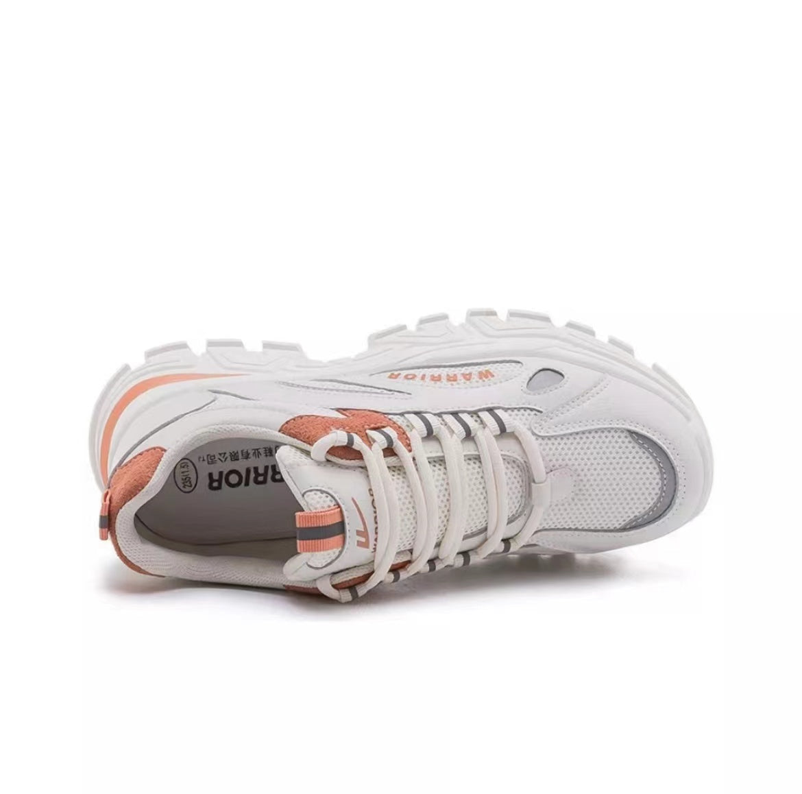 Warrior Thick Sole Height Increasing Dad Shoes - White/Orange