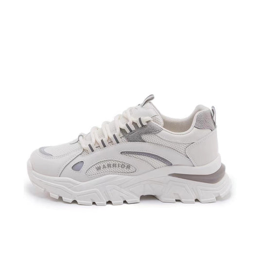 Warrior Thick Sole Height Increasing Dad Shoes - White/Gray