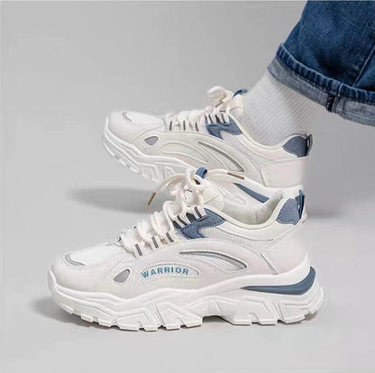 Warrior Thick Sole Height Increasing Dad Shoes - White/Blue