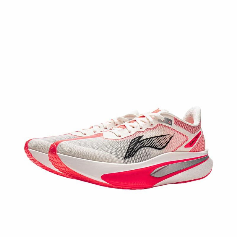 （Men & Women）Li-Ning Feidian 6 Challenger Racing Carbon Plate Running Shoes - White/Pink