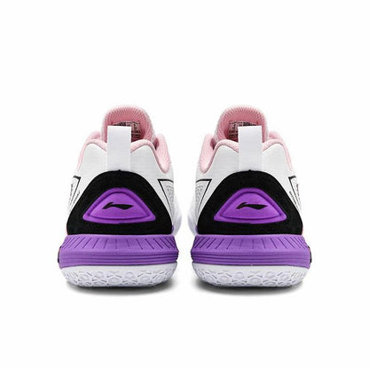 Li-Ning Pu Non-Slip Breathable Low-Top Badminton Shoes - White/Pink/Purple