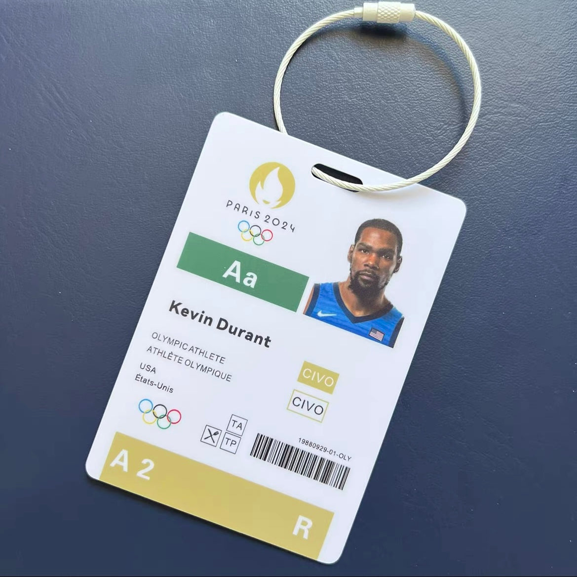 American Dream Team Paris Basketball Player ID/Backpack Pendant