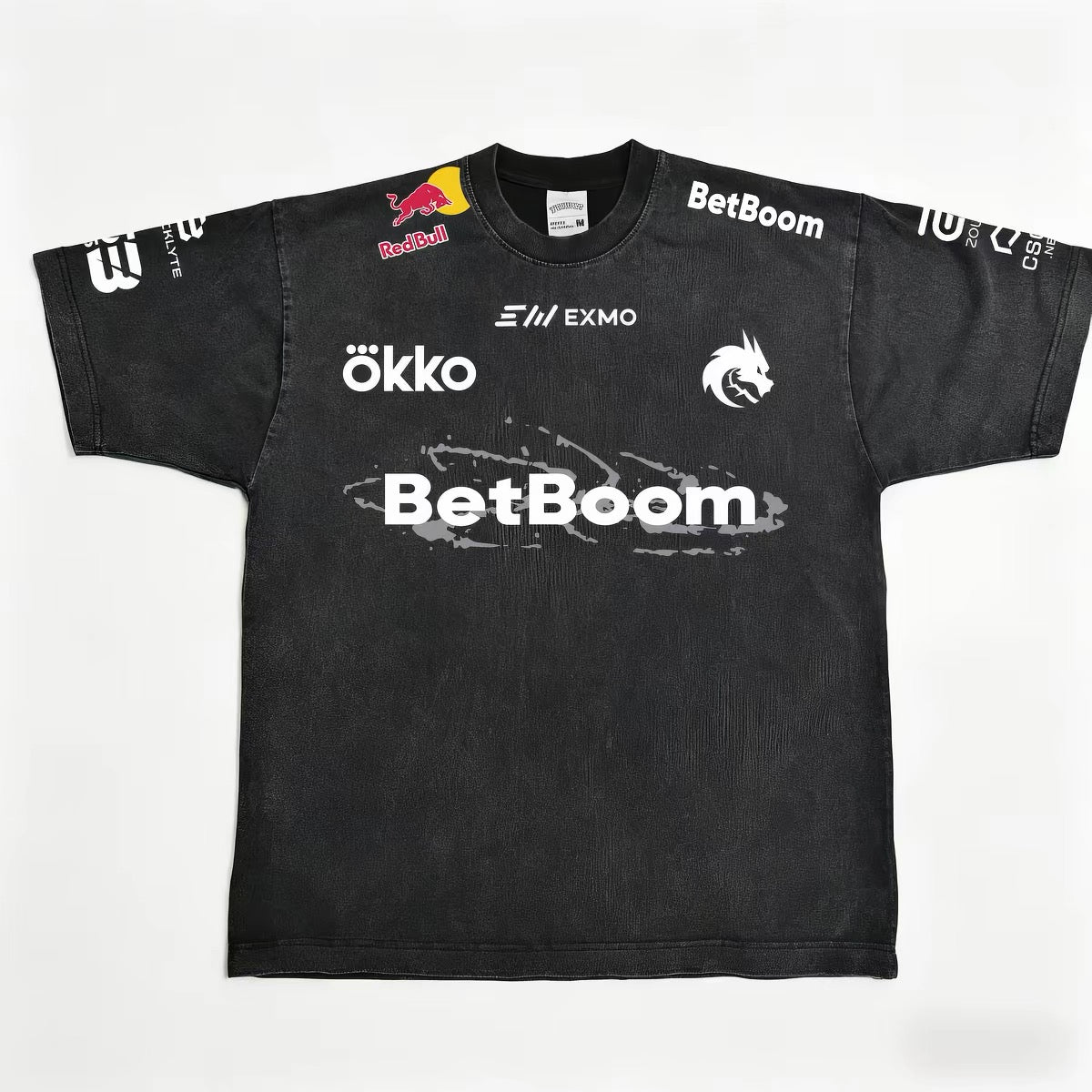 Team Spirit American Distressed T-Shirt / Green Dragon Team CSGO Donk Washed 2026 Team Uniform
