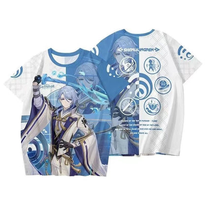 Genshin Impact 3D Print Anime T‑Shirt Nahida Zhongli Hu Tao Klee Raiden Shogun Ayaka
