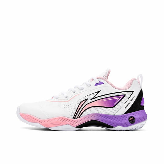 Li-Ning Pu Non-Slip Breathable Low-Top Badminton Shoes - White/Pink/Purple