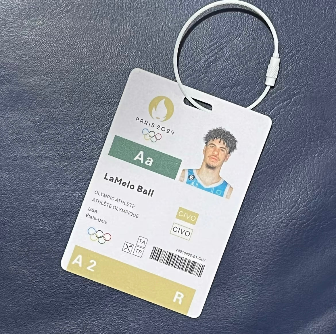 American Dream Team Paris Basketball Player ID/Backpack Pendant