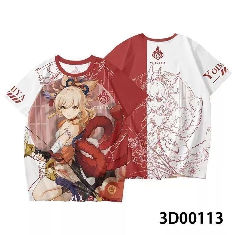 Genshin Impact 3D Print Anime T‑Shirt Nahida Zhongli Hu Tao Klee Raiden Shogun Ayaka
