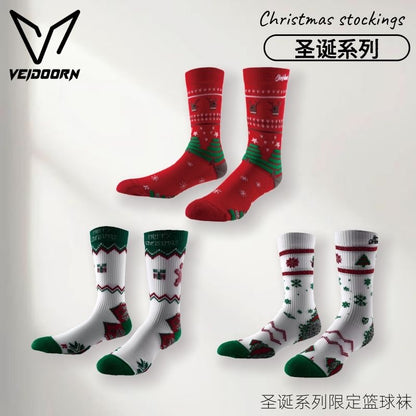 Veidoorn Christmas Series Professional Training High Basketball Socks