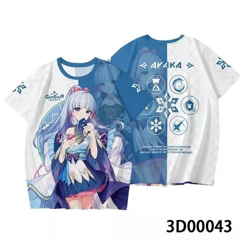 Genshin Impact 3D Print Anime T‑Shirt Nahida Zhongli Hu Tao Klee Raiden Shogun Ayaka