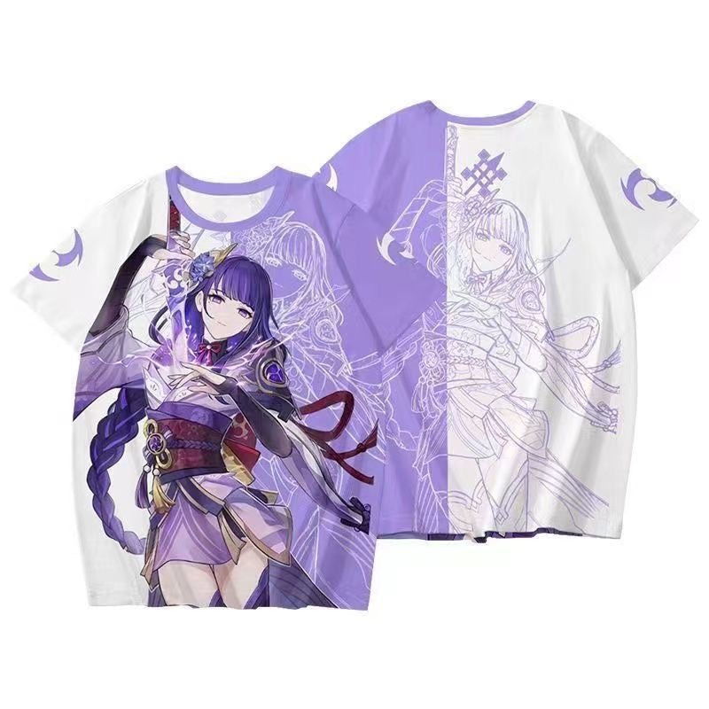 Genshin Impact 3D Print Anime T‑Shirt Nahida Zhongli Hu Tao Klee Raiden Shogun Ayaka