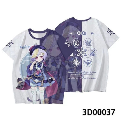 Genshin Impact 3D Print Anime T‑Shirt Nahida Zhongli Hu Tao Klee Raiden Shogun Ayaka