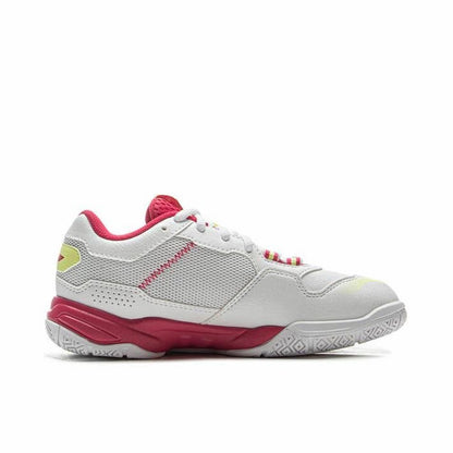 Kids Li-Ning Saga 3 Badminton Shoes - White/Red