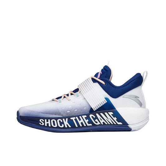 Anta Shock Sweep 4 verschleißfeste, atmungsaktive Basketballschuhe – Weiß/Blau