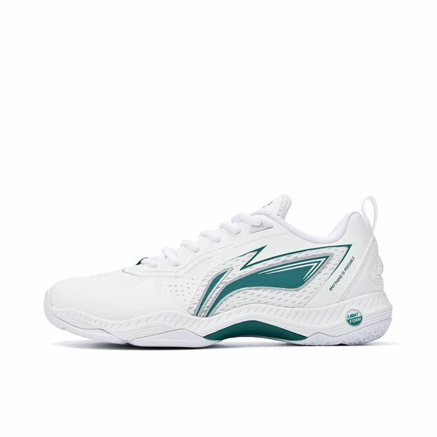 Li-Ning Pu Non-Slip Breathable Low-Top Badminton Shoes - White/Green