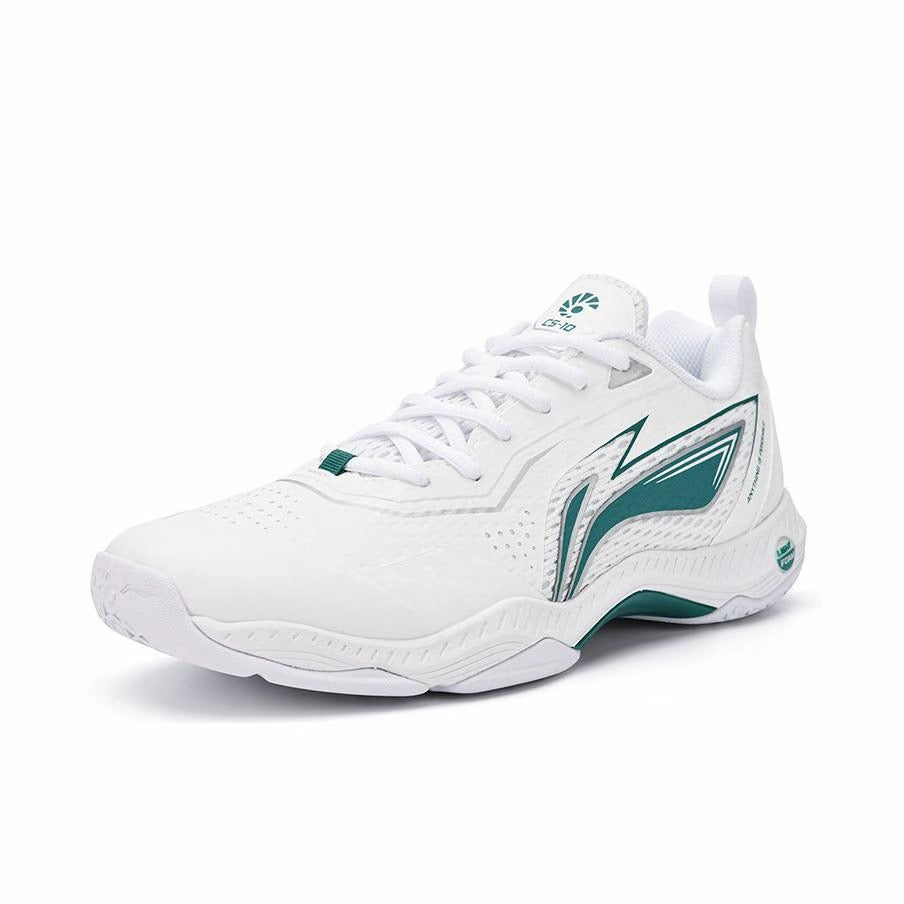 Li-Ning Pu Non-Slip Breathable Low-Top Badminton Shoes - White/Green