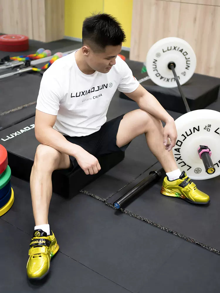 Lu Xiaojun Lifter 1.0 Professionelle Gewichtheberschuhe / Kniebeugenschuhe – Gold 