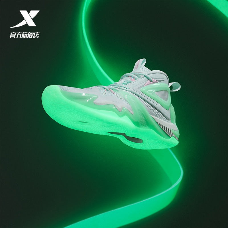 Green and clearance pink basketball shoes