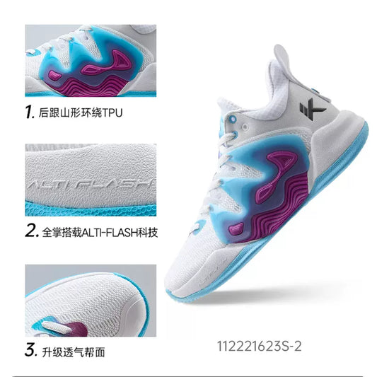 Anta Men's KT "The Mountain 1.0" Low Actual Basketball Shoes - White/Blue/Purple